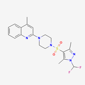 molecular formula C20H23F2N5O2S B10953587 2-(4-{[1-(difluoromethyl)-3,5-dimethyl-1H-pyrazol-4-yl]sulfonyl}piperazin-1-yl)-4-methylquinoline 