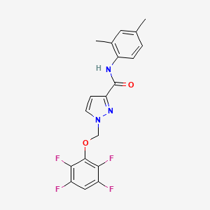 molecular formula C19H15F4N3O2 B10953602 N-(2,4-dimethylphenyl)-1-[(2,3,5,6-tetrafluorophenoxy)methyl]-1H-pyrazole-3-carboxamide 