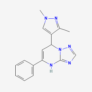 molecular formula C16H16N6 B10953617 7-(1,3-dimethyl-1H-pyrazol-4-yl)-5-phenyl-4,7-dihydro[1,2,4]triazolo[1,5-a]pyrimidine 