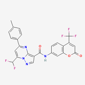 molecular formula C25H15F5N4O3 B10953627 7-(difluoromethyl)-5-(4-methylphenyl)-N-[2-oxo-4-(trifluoromethyl)-2H-chromen-7-yl]pyrazolo[1,5-a]pyrimidine-3-carboxamide 