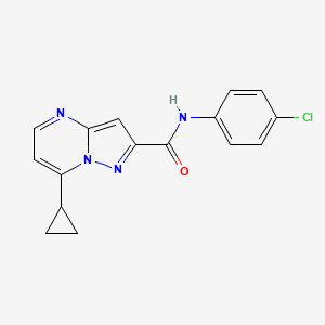 molecular formula C16H13ClN4O B10953642 N-(4-chlorophenyl)-7-cyclopropylpyrazolo[1,5-a]pyrimidine-2-carboxamide 