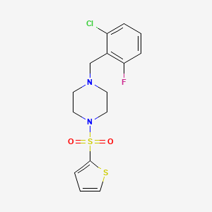 molecular formula C15H16ClFN2O2S2 B10953667 1-(2-Chloro-6-fluorobenzyl)-4-(thiophen-2-ylsulfonyl)piperazine 