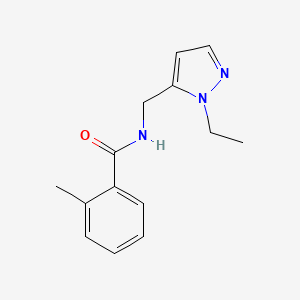 molecular formula C14H17N3O B10953691 N-[(1-ethyl-1H-pyrazol-5-yl)methyl]-2-methylbenzamide 