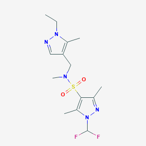 molecular formula C14H21F2N5O2S B10953692 1-(difluoromethyl)-N-[(1-ethyl-5-methyl-1H-pyrazol-4-yl)methyl]-N,3,5-trimethyl-1H-pyrazole-4-sulfonamide 