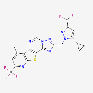 4-[[5-cyclopropyl-3-(difluoromethyl)pyrazol-1-yl]methyl]-11-methyl-13-(trifluoromethyl)-16-thia-3,5,6,8,14-pentazatetracyclo[7.7.0.02,6.010,15]hexadeca-1(9),2,4,7,10(15),11,13-heptaene