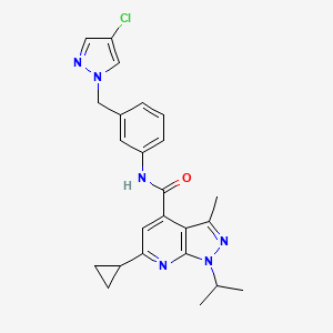 molecular formula C24H25ClN6O B10953728 N-{3-[(4-chloro-1H-pyrazol-1-yl)methyl]phenyl}-6-cyclopropyl-3-methyl-1-(propan-2-yl)-1H-pyrazolo[3,4-b]pyridine-4-carboxamide 