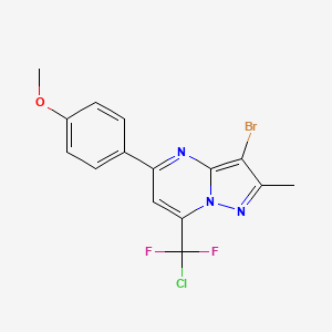 molecular formula C15H11BrClF2N3O B10953731 3-Bromo-7-[chloro(difluoro)methyl]-5-(4-methoxyphenyl)-2-methylpyrazolo[1,5-a]pyrimidine 