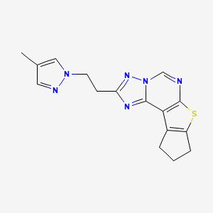 molecular formula C16H16N6S B10953758 2-[2-(4-methyl-1H-pyrazol-1-yl)ethyl]-9,10-dihydro-8H-cyclopenta[4,5]thieno[3,2-e][1,2,4]triazolo[1,5-c]pyrimidine 