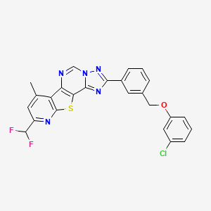 4-[3-[(3-chlorophenoxy)methyl]phenyl]-13-(difluoromethyl)-11-methyl-16-thia-3,5,6,8,14-pentazatetracyclo[7.7.0.02,6.010,15]hexadeca-1(9),2,4,7,10(15),11,13-heptaene