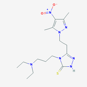 molecular formula C16H27N7O2S B10953817 4-[3-(diethylamino)propyl]-5-[2-(3,5-dimethyl-4-nitro-1H-pyrazol-1-yl)ethyl]-4H-1,2,4-triazole-3-thiol 