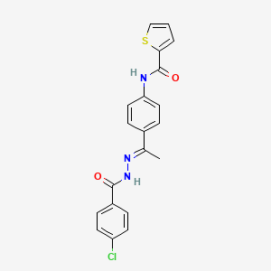 N-{4-[(1E)-1-{2-[(4-chlorophenyl)carbonyl]hydrazinylidene}ethyl]phenyl}thiophene-2-carboxamide