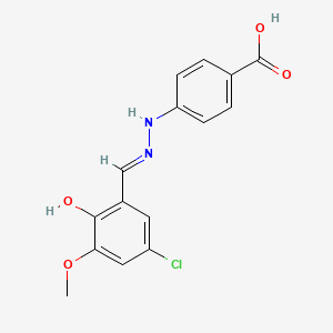 molecular formula C15H13ClN2O4 B10953871 4-[(2E)-2-(5-chloro-2-hydroxy-3-methoxybenzylidene)hydrazinyl]benzoic acid 