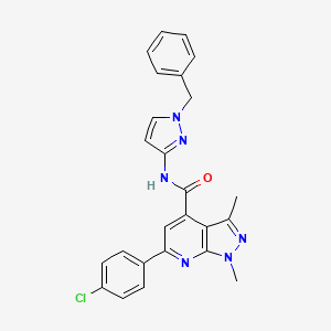 molecular formula C25H21ClN6O B10953914 N-(1-benzyl-1H-pyrazol-3-yl)-6-(4-chlorophenyl)-1,3-dimethyl-1H-pyrazolo[3,4-b]pyridine-4-carboxamide 