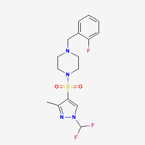 molecular formula C16H19F3N4O2S B10953919 1-{[1-(difluoromethyl)-3-methyl-1H-pyrazol-4-yl]sulfonyl}-4-(2-fluorobenzyl)piperazine 