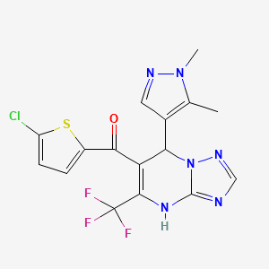 molecular formula C16H12ClF3N6OS B10953921 (5-chlorothiophen-2-yl)[7-(1,5-dimethyl-1H-pyrazol-4-yl)-5-(trifluoromethyl)-4,7-dihydro[1,2,4]triazolo[1,5-a]pyrimidin-6-yl]methanone 