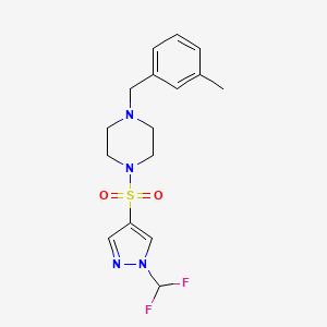 molecular formula C16H20F2N4O2S B10953936 1-{[1-(difluoromethyl)-1H-pyrazol-4-yl]sulfonyl}-4-(3-methylbenzyl)piperazine 