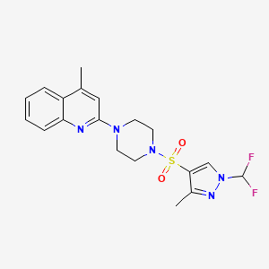 molecular formula C19H21F2N5O2S B10953942 2-(4-{[1-(difluoromethyl)-3-methyl-1H-pyrazol-4-yl]sulfonyl}piperazin-1-yl)-4-methylquinoline 