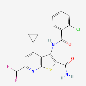 molecular formula C19H14ClF2N3O2S B10953964 3-[(2-Chlorobenzoyl)amino]-4-cyclopropyl-6-(difluoromethyl)thieno[2,3-b]pyridine-2-carboxamide 