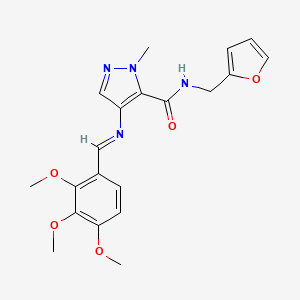 N-(furan-2-ylmethyl)-1-methyl-4-{[(E)-(2,3,4-trimethoxyphenyl)methylidene]amino}-1H-pyrazole-5-carboxamide