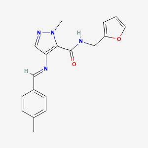 N-(furan-2-ylmethyl)-1-methyl-4-{[(E)-(4-methylphenyl)methylidene]amino}-1H-pyrazole-5-carboxamide