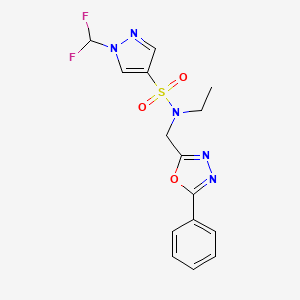 molecular formula C15H15F2N5O3S B10954005 1-(difluoromethyl)-N-ethyl-N-[(5-phenyl-1,3,4-oxadiazol-2-yl)methyl]-1H-pyrazole-4-sulfonamide 