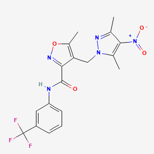 4-[(3,5-dimethyl-4-nitro-1H-pyrazol-1-yl)methyl]-5-methyl-N-[3-(trifluoromethyl)phenyl]-1,2-oxazole-3-carboxamide