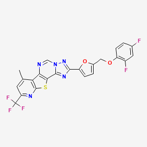 4-[5-[(2,4-difluorophenoxy)methyl]furan-2-yl]-11-methyl-13-(trifluoromethyl)-16-thia-3,5,6,8,14-pentazatetracyclo[7.7.0.02,6.010,15]hexadeca-1(9),2,4,7,10(15),11,13-heptaene