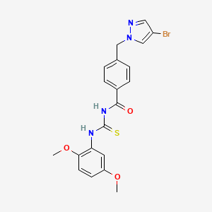 molecular formula C20H19BrN4O3S B10954117 4-[(4-bromo-1H-pyrazol-1-yl)methyl]-N-[(2,5-dimethoxyphenyl)carbamothioyl]benzamide 