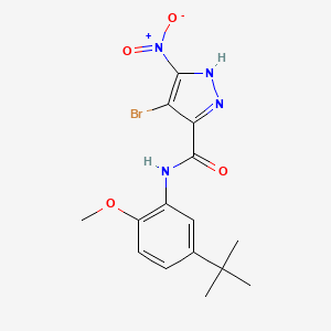 4-bromo-N-(5-tert-butyl-2-methoxyphenyl)-5-nitro-1H-pyrazole-3-carboxamide