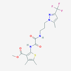 molecular formula C18H21F3N4O4S B10954121 methyl 4,5-dimethyl-2-{[({3-[5-methyl-3-(trifluoromethyl)-1H-pyrazol-1-yl]propyl}amino)(oxo)acetyl]amino}thiophene-3-carboxylate 