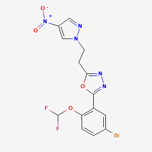 2-[5-bromo-2-(difluoromethoxy)phenyl]-5-[2-(4-nitro-1H-pyrazol-1-yl)ethyl]-1,3,4-oxadiazole