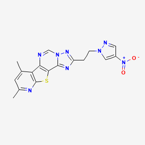 11,13-dimethyl-4-[2-(4-nitropyrazol-1-yl)ethyl]-16-thia-3,5,6,8,14-pentazatetracyclo[7.7.0.02,6.010,15]hexadeca-1(9),2,4,7,10(15),11,13-heptaene