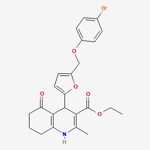 molecular formula C24H24BrNO5 B10954176 Ethyl 4-{5-[(4-bromophenoxy)methyl]furan-2-yl}-2-methyl-5-oxo-1,4,5,6,7,8-hexahydroquinoline-3-carboxylate 