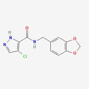 N-(1,3-benzodioxol-5-ylmethyl)-4-chloro-1H-pyrazole-3-carboxamide