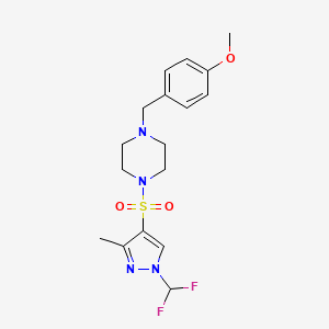 molecular formula C17H22F2N4O3S B10954185 1-{[1-(difluoromethyl)-3-methyl-1H-pyrazol-4-yl]sulfonyl}-4-(4-methoxybenzyl)piperazine 