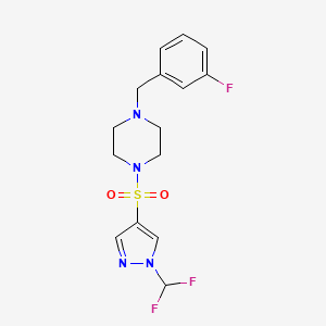 molecular formula C15H17F3N4O2S B10954199 1-{[1-(difluoromethyl)-1H-pyrazol-4-yl]sulfonyl}-4-(3-fluorobenzyl)piperazine 