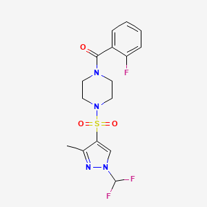 molecular formula C16H17F3N4O3S B10954235 (4-{[1-(difluoromethyl)-3-methyl-1H-pyrazol-4-yl]sulfonyl}piperazin-1-yl)(2-fluorophenyl)methanone 