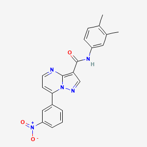 molecular formula C21H17N5O3 B10954247 N-(3,4-dimethylphenyl)-7-(3-nitrophenyl)pyrazolo[1,5-a]pyrimidine-3-carboxamide 