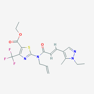 molecular formula C19H21F3N4O3S B10954267 ethyl 2-{[(2E)-3-(1-ethyl-5-methyl-1H-pyrazol-4-yl)prop-2-enoyl](prop-2-en-1-yl)amino}-4-(trifluoromethyl)-1,3-thiazole-5-carboxylate 