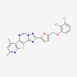 4-[5-[(2,3-dichlorophenoxy)methyl]furan-2-yl]-11,13-dimethyl-16-thia-3,5,6,8,14-pentazatetracyclo[7.7.0.02,6.010,15]hexadeca-1(9),2,4,7,10(15),11,13-heptaene