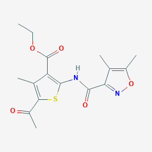 molecular formula C16H18N2O5S B10954299 Ethyl 5-acetyl-2-{[(4,5-dimethyl-1,2-oxazol-3-yl)carbonyl]amino}-4-methylthiophene-3-carboxylate 