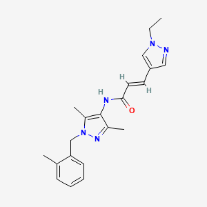 molecular formula C21H25N5O B10954314 N-[3,5-dimethyl-1-(2-methylbenzyl)-1H-pyrazol-4-yl]-3-(1-ethyl-1H-pyrazol-4-yl)acrylamide 