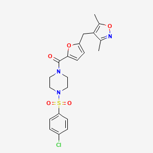 molecular formula C21H22ClN3O5S B10954321 {4-[(4-Chlorophenyl)sulfonyl]piperazin-1-yl}{5-[(3,5-dimethyl-1,2-oxazol-4-yl)methyl]furan-2-yl}methanone 