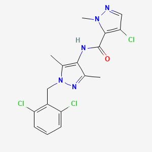 molecular formula C17H16Cl3N5O B10954330 4-chloro-N-[1-(2,6-dichlorobenzyl)-3,5-dimethyl-1H-pyrazol-4-yl]-1-methyl-1H-pyrazole-5-carboxamide 