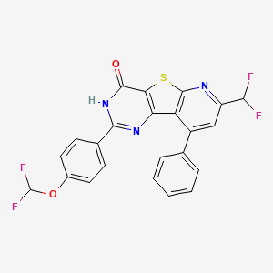 molecular formula C23H13F4N3O2S B10954340 4-[4-(difluoromethoxy)phenyl]-11-(difluoromethyl)-13-phenyl-8-thia-3,5,10-triazatricyclo[7.4.0.02,7]trideca-1(9),2(7),3,10,12-pentaen-6-one 