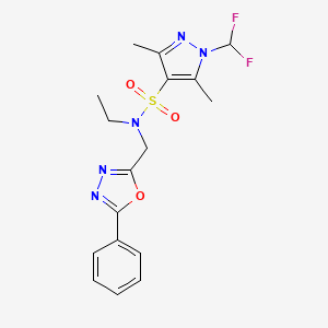 molecular formula C17H19F2N5O3S B10954348 1-(difluoromethyl)-N-ethyl-3,5-dimethyl-N-[(5-phenyl-1,3,4-oxadiazol-2-yl)methyl]-1H-pyrazole-4-sulfonamide 