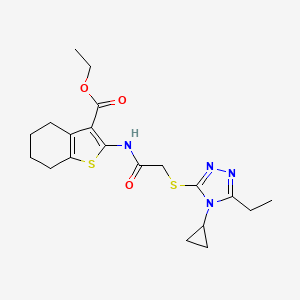 molecular formula C20H26N4O3S2 B10954370 ethyl 2-({[(4-cyclopropyl-5-ethyl-4H-1,2,4-triazol-3-yl)sulfanyl]acetyl}amino)-4,5,6,7-tetrahydro-1-benzothiophene-3-carboxylate 