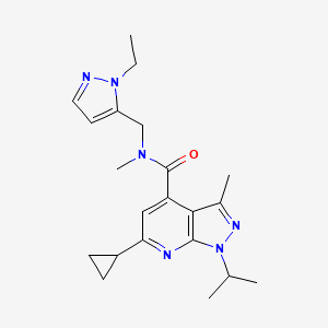 molecular formula C21H28N6O B10954400 6-cyclopropyl-N-[(1-ethyl-1H-pyrazol-5-yl)methyl]-N,3-dimethyl-1-(propan-2-yl)-1H-pyrazolo[3,4-b]pyridine-4-carboxamide 