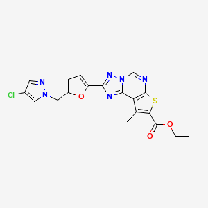 Ethyl 2-{5-[(4-chloro-1H-pyrazol-1-YL)methyl]-2-furyl}-9-methylthieno[3,2-E][1,2,4]triazolo[1,5-C]pyrimidine-8-carboxylate