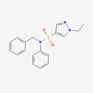 molecular formula C18H19N3O2S B10954448 N-benzyl-1-ethyl-N-phenyl-1H-pyrazole-4-sulfonamide 